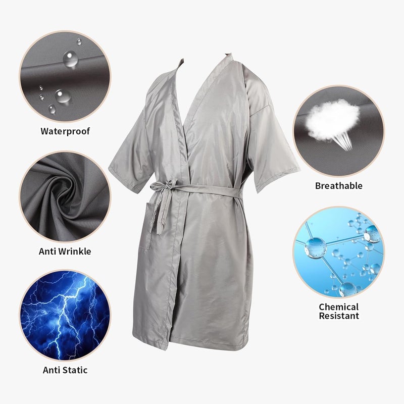 YELEGAI Salon Client Gown Robes Cape Hair Cutting Smock with Adjustable Tie for Hair Cutting Barber Hairstyling - Image 3
